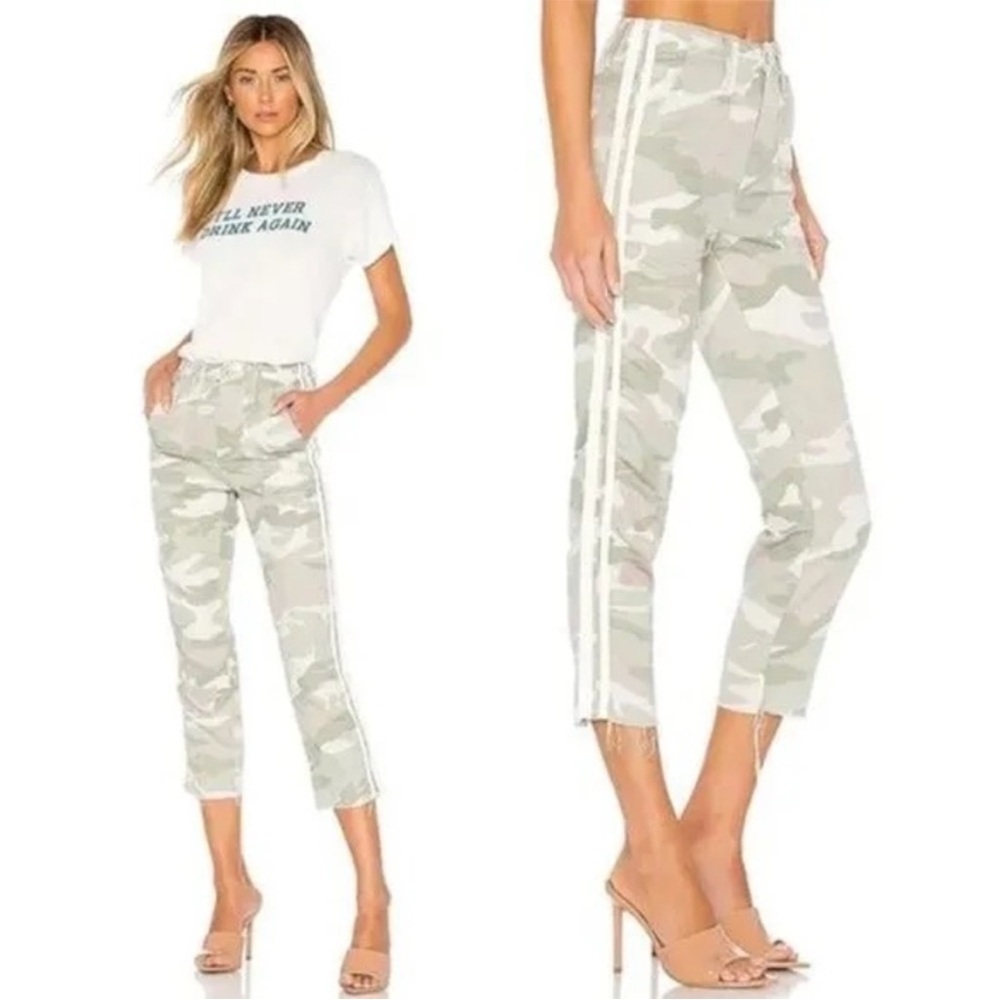 MOTHER Gray and White Cropped Ankle Pants